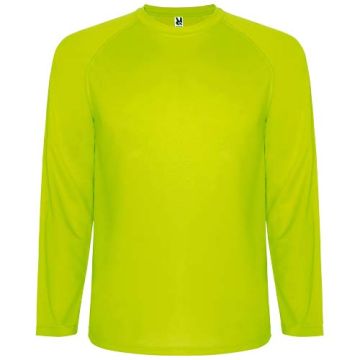 Dziecięca koszulka sportowa Montecarlo z długim rękawem 150 g-m²-Fluorescencyjny żółty – Gift Design