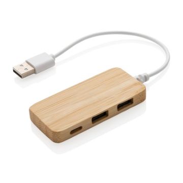 Bambusowy hub USB 2.0 z USB typu C – Gift Design