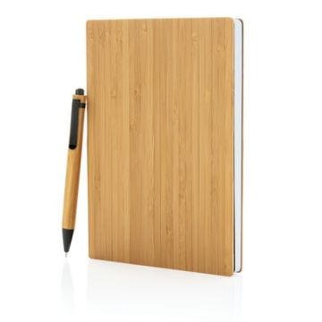 Bambusowy notatnik A5 z bambusowym długopisem – Gift Design