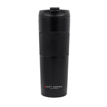 Kubek termiczny z french press Aspet 450 ml, czarny – Gift Design