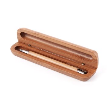 Długopis Vizela w bambusowym etui, brązowy – Gift Design