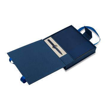 Zestaw upominkowy notes z długopisem Lovina, granatowy – Gift Design