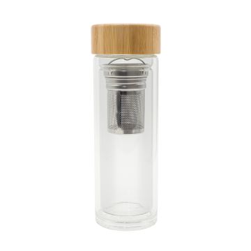 Dwuścienna butelka z zaparzaczem Helen 400 ml, transparentny – Gift Design