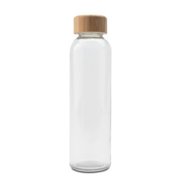 Szklana butelka Aqua Madera 500 ml, brązowy-transparentny – Gift Design