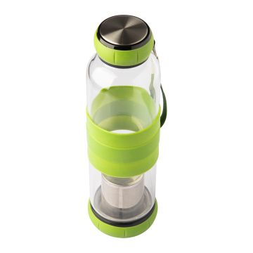 Szklana butelka z zaparzaczem do herbaty Sulmona 550 ml, zielony – Gift Design