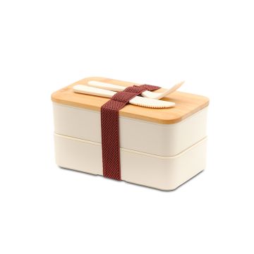 Machico lunch box podwójny, beżowy – Gift Design