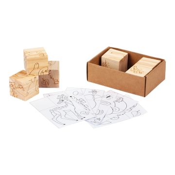 Drewniane klocki Animal World, beżowy – Gift Design