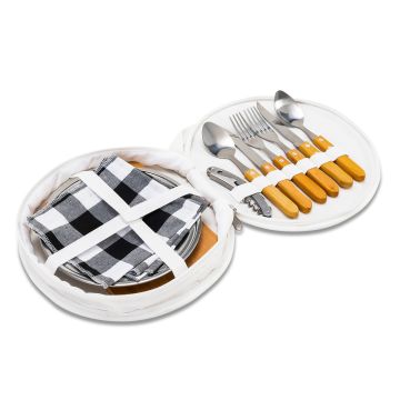 Zestaw piknikowy w etui Alvaro, biały – Gift Design