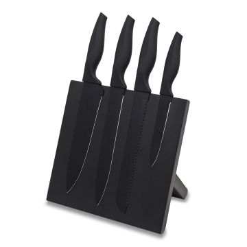 Zestaw noży na bloku magnetycznym Akita, czarny – Gift Design
