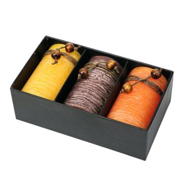 Zestaw świec zapachowych, brązowy-żółty – Gift Design