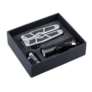 Narzędzie wielofunkcyjne z latarką Survivor, czarny – Gift Design