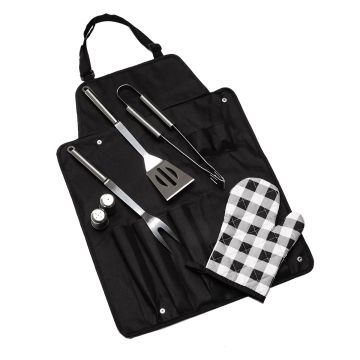Fartuch grillowy Steakout, czarny – Gift Design