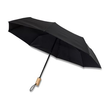 Parasol z drewnianą rączką Granton, czarny – Gift Design