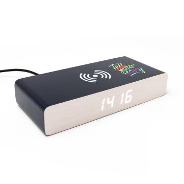 Ładowarka indukcyjna z zegarem Nesna, granatowy – Gift Design