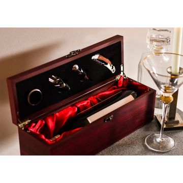 Skrzynka na wino z akcesoriami Angers, brązowy – Gift Design