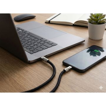 Smycz do telefonu z funkcją ładowania 60W Tavo, czarny – Gift Design