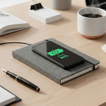 Notes z ładowarką indukcyjną Bartisi, szary – Gift Design