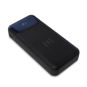 Power bank 20000 mAh z ładowarką indukcyjną Supremi, czarny – Gift Design