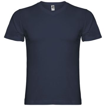 Samoyedo koszulka męska z krótkim rękawem i dekoltem w serek 155 g-m²-Granatowy – Gift Design