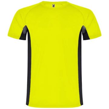 Shanghai sportowa koszulka męska z krótkim rękawem 140 g-m²-Fluorescencyjny żółty – Gift Design