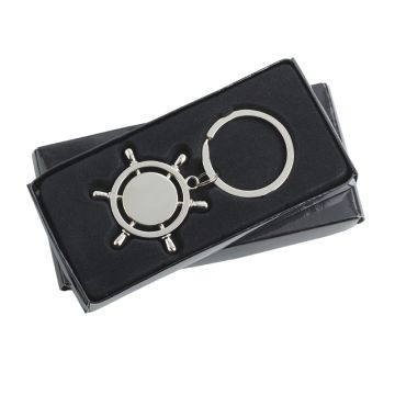 Brelok metalowy Steering Wheel, srebrny – Gift Design
