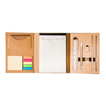 Zestaw biurkowy z notesem Sustain, beżowy – Gift Design