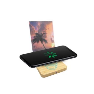 Bambusowa ładowarka bezprzewodowa 10W, ramka do zdjęć | Finneas – Gift Design