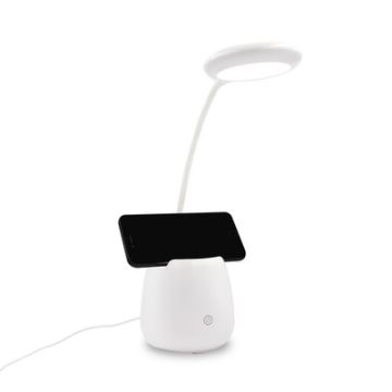 Lampka na biurko, głośnik bezprzewodowy 3W, stojak na telefon, pojemnik na przybory do pisania | Asar – Gift Design