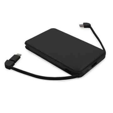 Power bank 5000 mAh ze zintegrowanymi kablami, adapter w komplecie | Presley – Gift Design