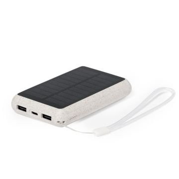 Power bank 5000 mAh ze słomy pszenicznej, ładowarka słoneczna – Gift Design