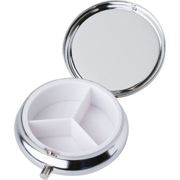 Metalowy pojemnik na tabletki z 3 przegrodami, lusterko – Gift Design