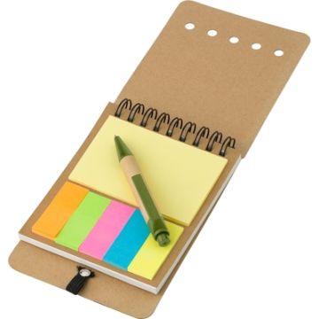 Zestaw do notatek, notatnik ok. A6, karteczki samoprzylepne, długopis – Gift Design
