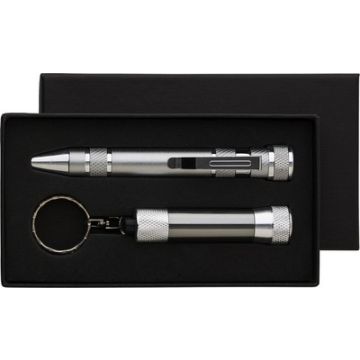 Zestaw narzędzi, śrubokręt (8 el.), latarka 3 LED – Gift Design
