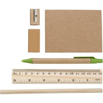 Zestaw szkolny, piórnik, ołówek, długopis, notatnik, linijka, gumka i temperówka – Gift Design