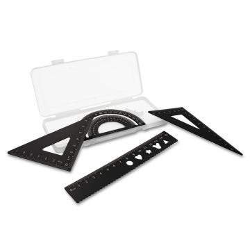 Zestaw szkolny, linijki, 2 ekierki i kątomierz | Kaulana – Gift Design