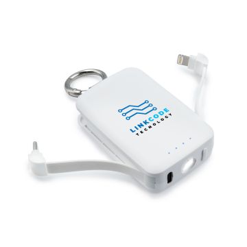 Power bank 4000 mAh, karabińczyk i lampka 1W | Dimetrice – Gift Design