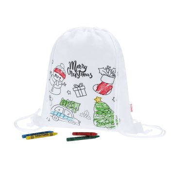 Worek ze sznurkiem do kolorowania, świąteczny wzór, kredki – Gift Design