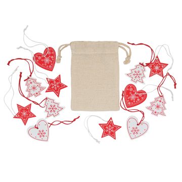 Zestaw drewnianych ozdób świątecznych, beżowy – Gift Design