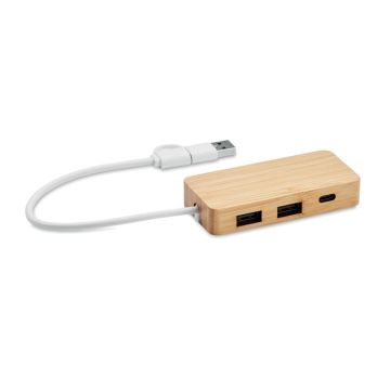 3-portowy bambusowy hub USB – Gift Design