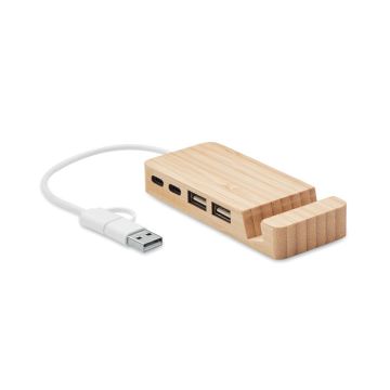 4-portowy bambusowy hub USB – Gift Design