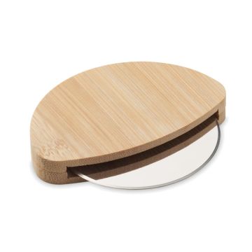 Okrągły bambusowy nóż do pizzy – Gift Design