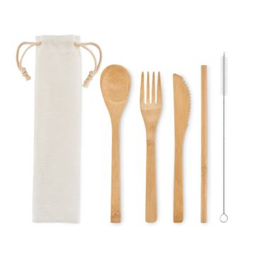 Bambusowe sztućce + słomka – Gift Design