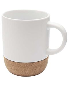 Billie kubek ceramiczny o pojemności 300 ml z detalami z korka i matowym wykończeniem-Biały
