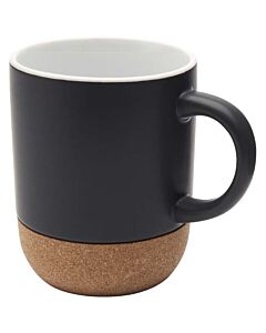 Billie kubek ceramiczny o pojemności 300 ml z detalami z korka i matowym wykończeniem-Czarny