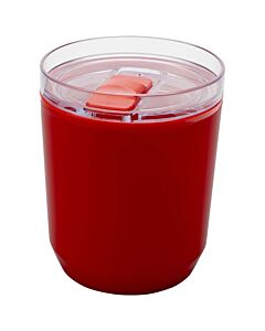 Hudson kubek z podwójnymi ściankami o pojemności 180 ml wykonany z tworzyw sztucznych pochodzących z recyklingu-Czerwony