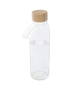 Szklana butelka na wodę Porto o pojemności 500 ml, z silikonowym uchwytem i z bambusową zakrętką-Przezroczysty bezbarwny