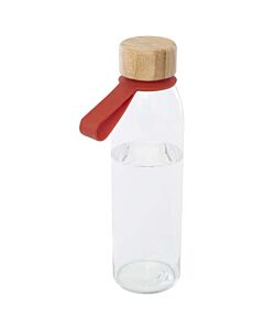 Szklana butelka na wodę Porto o pojemności 500 ml, z silikonowym uchwytem i z bambusową zakrętką-Brick