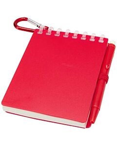 Lig Mini outdoorowy zestaw z notatnikiem w miękkiej okładce z tworzyw sztucznych pochodzących z recyklingu i długopisem (niebieski tusz)-Czerwony