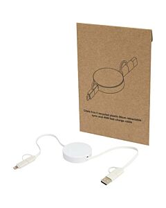 Citala zwijany kabel do synchronizacji danych i szybkiego ładowania 5 w 1 40 W o długości 90 cm z tworzyw sztucznych pochodzących z recyklingu-Biały