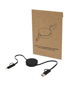 Citala zwijany kabel do synchronizacji danych i szybkiego ładowania 5 w 1 40 W o długości 90 cm z tworzyw sztucznych pochodzących z recyklingu-Czarny